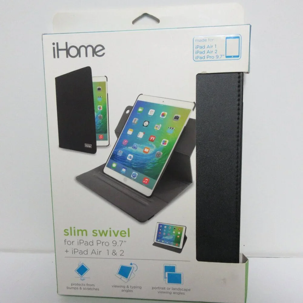 iHome Slim Swivel for iPad Air & Air 2 -Black Portrait or landscape viewing angl